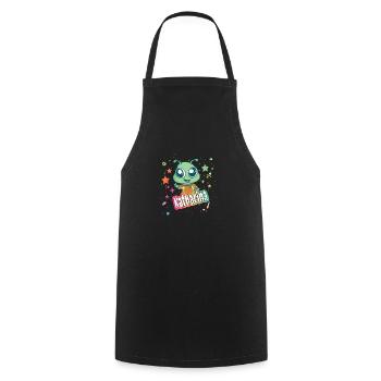 KATHARINA - Beautiful girl name with cute alien - Cooking Apron - black - Front - AI Model Male 185 dark (185cm)