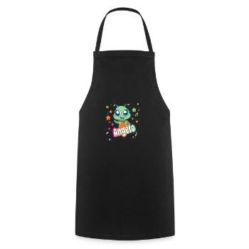 ANGELO - Beau nom de garçon avec un extraterrestre mignon - Tablier de cuisine - noir - Devant - AI Model Male 185 dark (185cm)