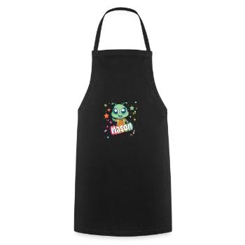 MASON - Beautiful boy name with cute alien - Cooking Apron - black - Front - AI Model Male 185 dark (185cm)