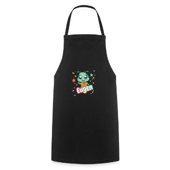 EUGEN - Beautiful boy name with cute alien - Cooking Apron - black - Front - AI Model Male 185 dark (185cm)