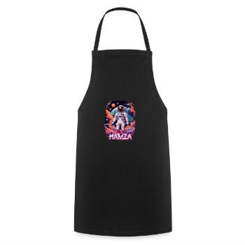 HAMZA - Beau prénom de garçon avec astronaute cool - Tablier de cuisine - noir - Devant - AI Model Male 185 dark (185cm)