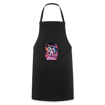 EMIL - Beautiful boy name with cool astronaut - Cooking Apron - black - Front - AI Model Male 185 dark (185cm)