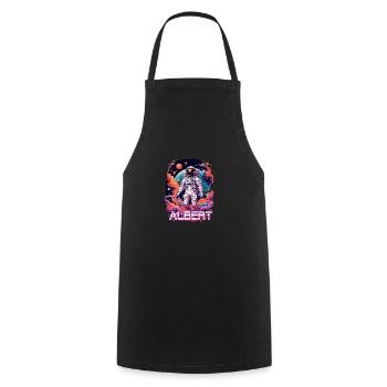 ALBERT - Beautiful boy name with cool astronaut - Cooking Apron - black - Front - AI Model Male 185 dark (185cm)