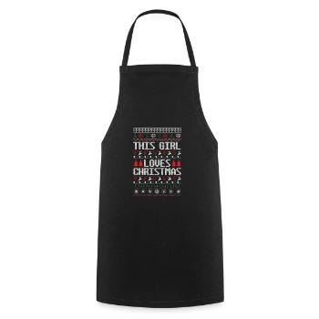 this girl loves christmas - ugly christmas sweater - Tablier de cuisine - noir - Devant - AI Model Male 185 dark (185cm)