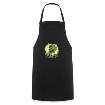 Cute dino in green, cute dinosaur motif - Cooking Apron - black - Front - AI Model Male 185 dark (185cm)