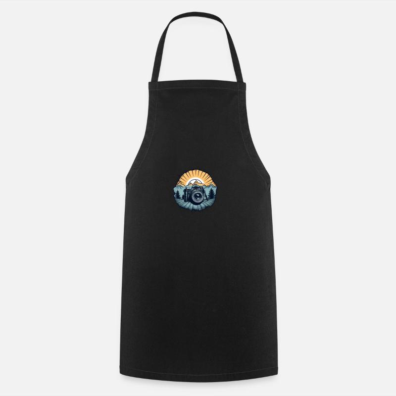 Logo de caméra rétro cool - Tablier de cuisine - noir