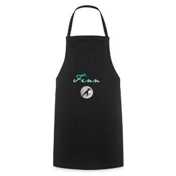 FINN - Beau prénom de garçon avec dinosaure - Tablier de cuisine - noir - Devant - AI Model Male 185 dark (185cm)