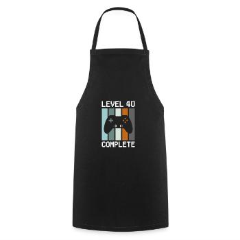 Level 40 Complete Gamer Birthday 40 years - Cooking Apron - black - Front - AI Model Male 185 dark (185cm)