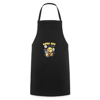 Boba Bee Bubble Tea Pun kawaii bee - Cooking Apron - black - Front - AI Model Male 185 dark (185cm)