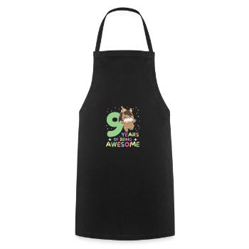 Horse for 9th birthday Children nine years old - Cooking Apron - black - Front - AI Model Male 185 dark (185cm)