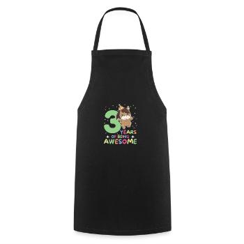 Horse for 3rd birthday children three years old - Cooking Apron - black - Front - AI Model Male 185 dark (185cm)