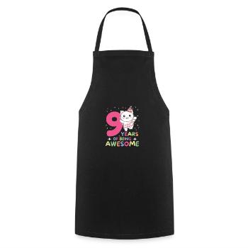 Cat for 9th birthday children nine years old - Cooking Apron - black - Front - AI Model Male 185 dark (185cm)