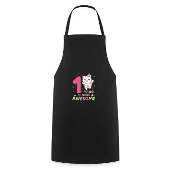 Cat for 1st birthday for children one year old - Cooking Apron - black - Front - AI Model Male 185 dark (185cm)