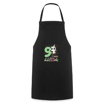 Panda for 9th birthday children nine years old - Cooking Apron - black - Front - AI Model Male 185 dark (185cm)