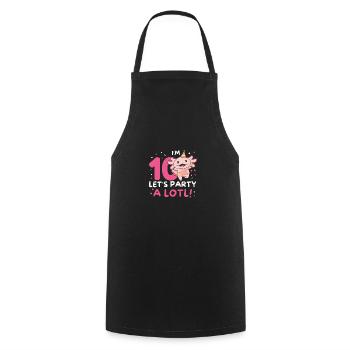 10ème anniversaire axolotl dix ans axolotls sucrés - Tablier de cuisine - noir - Devant - AI Model Male 185 dark (185cm)