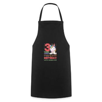 Unicorn for 3rd birthday children three years old - Cooking Apron - black - Front - AI Model Male 185 dark (185cm)