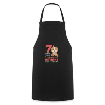 Cochon d’Inde pour les enfants de 7e anniversaire sept - Tablier de cuisine - noir - Devant - AI Model Male 185 dark (185cm)