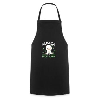 Alpaca is my lucky carm Clover St Patrick's Day - Cooking Apron - black - Front - AI Model Male 185 dark (185cm)