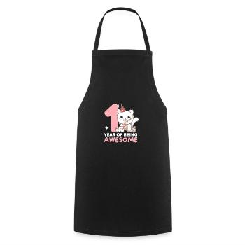 Cat for 1st birthday for children one year old - Cooking Apron - black - Front - AI Model Male 185 dark (185cm)