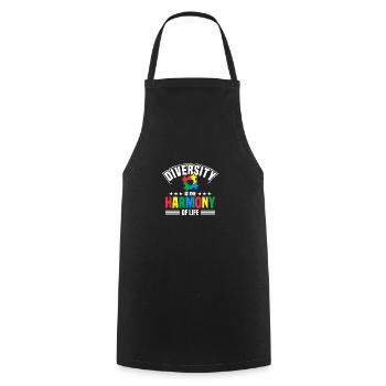 Autism Awareness Month Puzzle Music Heart - Cooking Apron - black - Front - AI Model Male 185 dark (185cm)