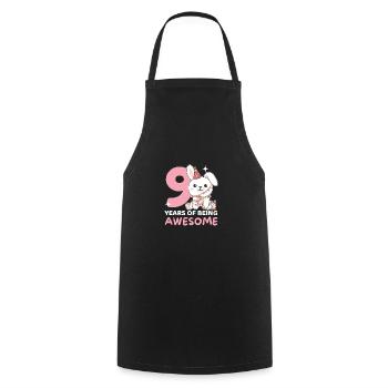 Rabbit for 9th birthday Children nine years old - Cooking Apron - black - Front - AI Model Male 185 dark (185cm)