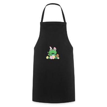 joyeuses Pâques douce grenouille Pâques avec œufs de Pâques - Tablier de cuisine - noir - Devant - AI Model Male 185 dark (185cm)