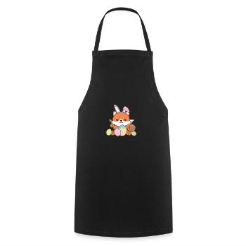 joyeuse Pâques doux renard Pâques avec œufs de Pâques - Tablier de cuisine - noir - Devant - AI Model Male 185 dark (185cm)