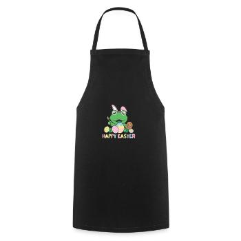 joyeuses Pâques douce grenouille Pâques avec œufs de Pâques - Tablier de cuisine - noir - Devant - AI Model Male 185 dark (185cm)