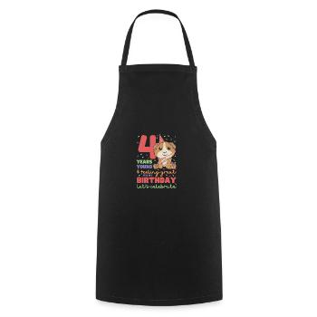 Cochon d’Inde pour les enfants de 4ème anniversaire quatre - Tablier de cuisine - noir - Devant - AI Model Male 185 dark (185cm)