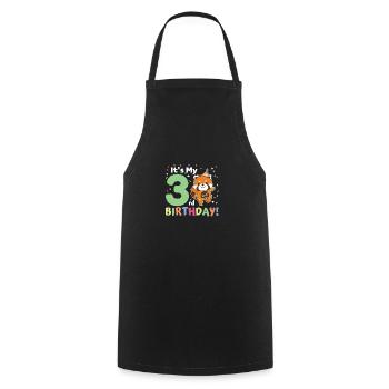 Panda roux pour les enfants de 3ème anniversaire de trois ans - Tablier de cuisine - noir - Devant - AI Model Male 185 dark (185cm)