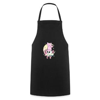 Kawaii Gothic Katze Pastellfarben Gothic Goth - Kochschürze - Schwarz - Vorne - AI Model Male 185 dark (185cm)