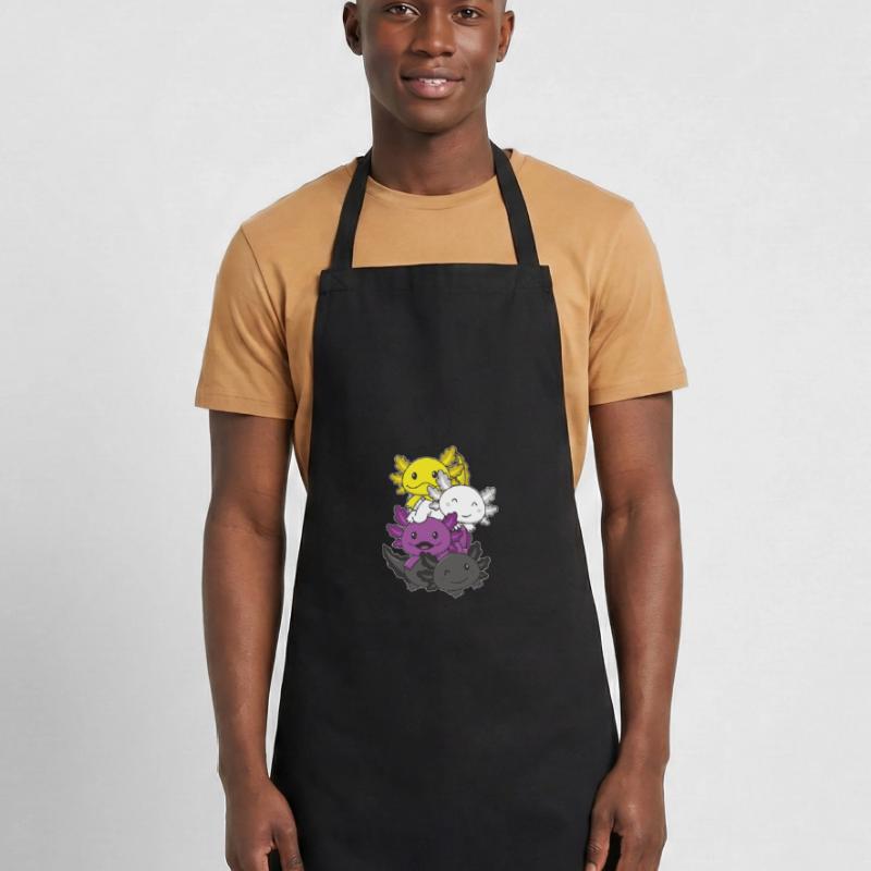 Nonbinary Flag Pride LGBTQ Cute Axolotl Stack Cooking Apron
