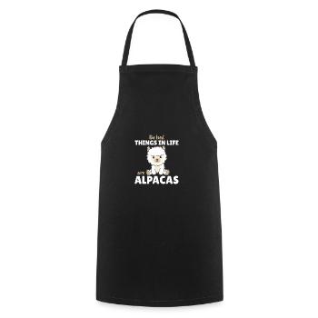 the best things in life are alpacas cute animal - Cooking Apron - black - Front - AI Model Male 185 dark (185cm)