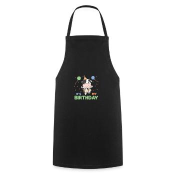 Vache pour anniversaire pour les enfants c’est mon anniversaire - Tablier de cuisine - noir - Devant - AI Model Male 185 dark (185cm)