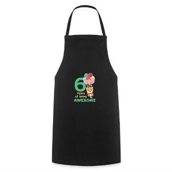 Shiba Inu for 6th birthday children six years old - Cooking Apron - black - Front - AI Model Male 185 dark (185cm)