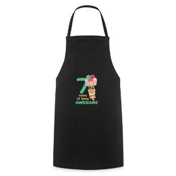 Shiba Inu for 7th birthday children seven years - Cooking Apron - black - Front - AI Model Male 185 dark (185cm)