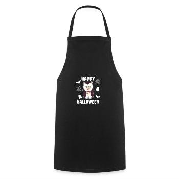 Alpaca Happy Halloween Cute Vampire Costume - Cooking Apron - black - Front - AI Model Male 185 dark (185cm)