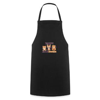 Shiba Inu Happy Howloween Pumpkin Vampire Costume - Cooking Apron - black - Front - AI Model Male 185 dark (185cm)