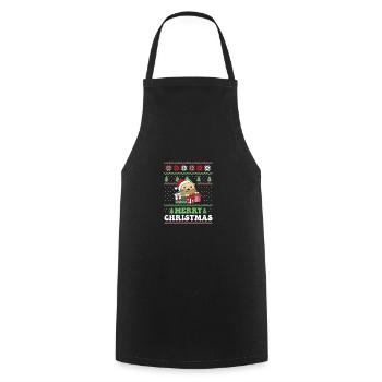 Joyeux Noël rétro moche Noël Loutre - Tablier de cuisine - noir - Devant - AI Model Male 185 dark (185cm)