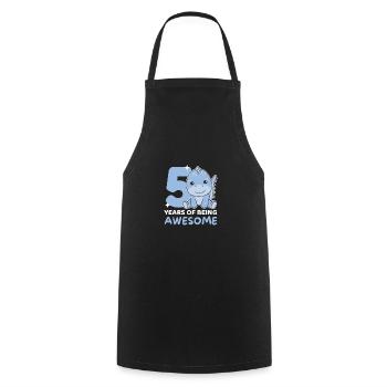 Dino for 5th birthday children five years old - Cooking Apron - black - Front - AI Model Male 185 dark (185cm)