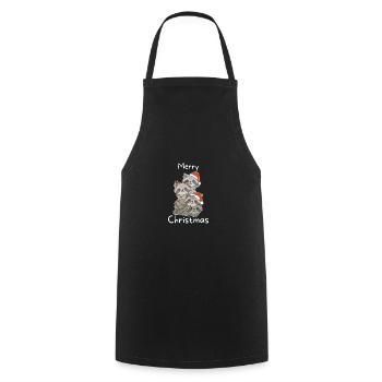 Raccoon Christmas Tree Christmas Raccoons - Cooking Apron - black - Front - AI Model Male 185 dark (185cm)