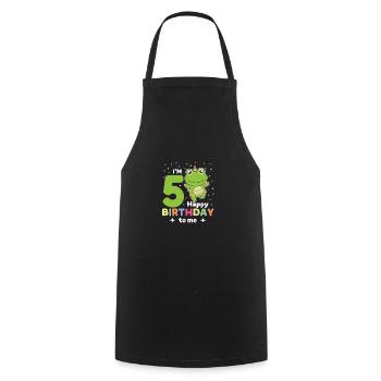 Frog for 5th birthday children five years old - Cooking Apron - black - Front - AI Model Male 185 dark (185cm)
