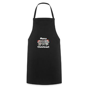 Souris, Noël, Hiver, Animaux, Souris - Tablier de cuisine - noir - Devant - AI Model Male 185 dark (185cm)