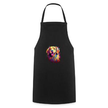 Watercolor Colorful Golden Retriever - Cooking Apron - black - Front - AI Model Male 185 dark (185cm)