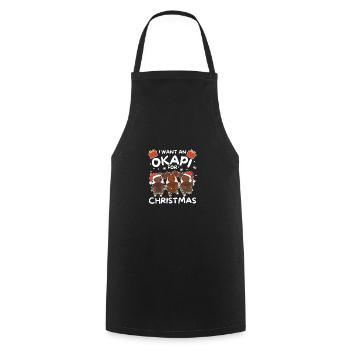 I want an okapi for Christmas sweet okapis - Cooking Apron - black - Front - AI Model Male 185 dark (185cm)