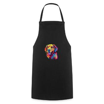 Watercolor Colorful Golden Retriever - Cooking Apron - black - Front - AI Model Male 185 dark (185cm)