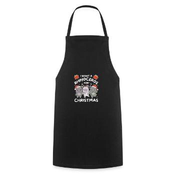 I Want A Rhinoceros For Christmas Cute Rhinos - Cooking Apron - black - Front - AI Model Male 185 dark (185cm)