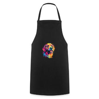 Watercolor Colorful Golden Retriever - Cooking Apron - black - Front - AI Model Male 185 dark (185cm)