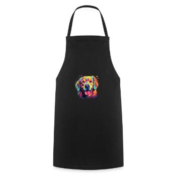 Watercolor Colorful Golden Retriever - Cooking Apron - black - Front - AI Model Male 185 dark (185cm)