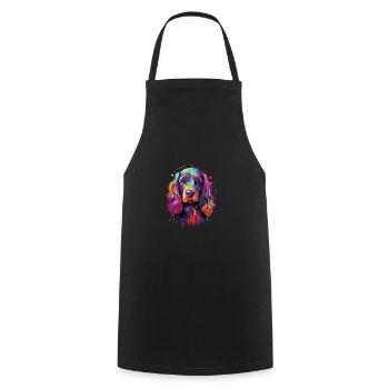 Aquarelle coloré anglais Cocker Spaniel - Tablier de cuisine - noir - Devant - AI Model Male 185 dark (185cm)